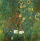 Gustav Klimt Famous Paintings - Country Garden with Sunflower